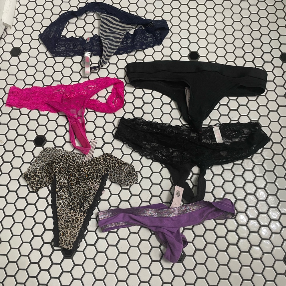 Assorted Lace and Patterned Thongs size small bundle of 6 vs and